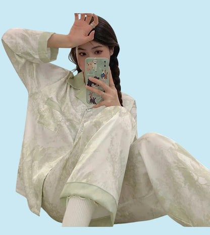 ELEGANCE | Ethereal Print Ice-Silk Lounge Set