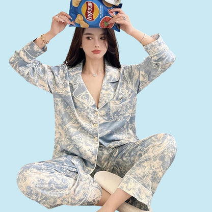 ELEGANCE | Ethereal Print Ice-Silk Lounge Set