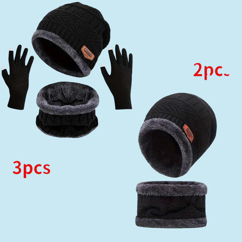 ELEGANCE | Winter Knit Beanie, Scarf & Touchscreen Glove Set
