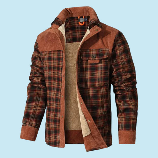 ELEGANCE | Men’s Sherpa-Lined Winter Plaid Bomber Jacket