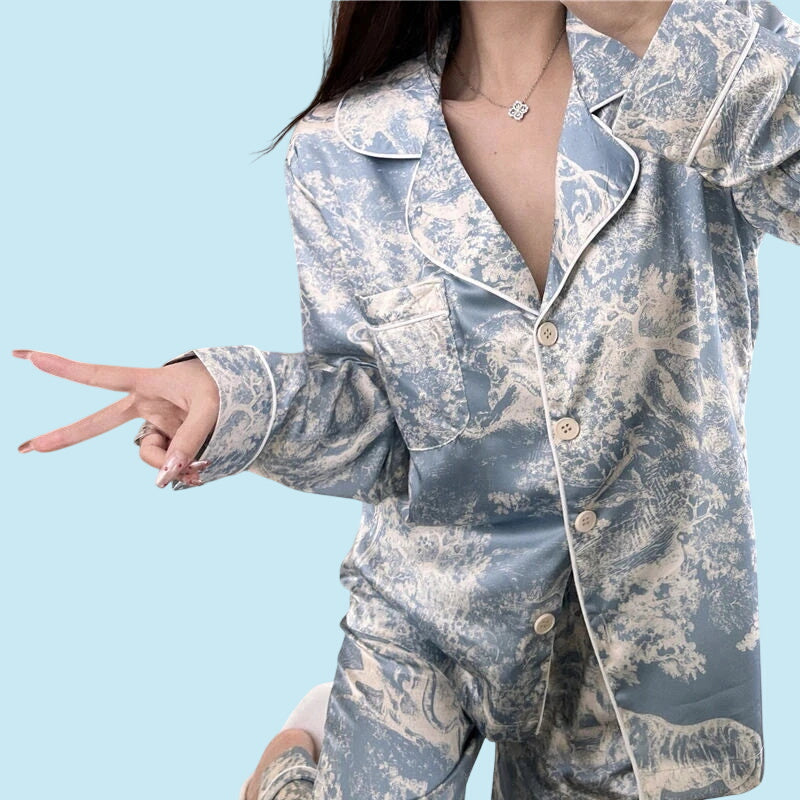 ELEGANCE | Ethereal Print Ice-Silk Lounge Set