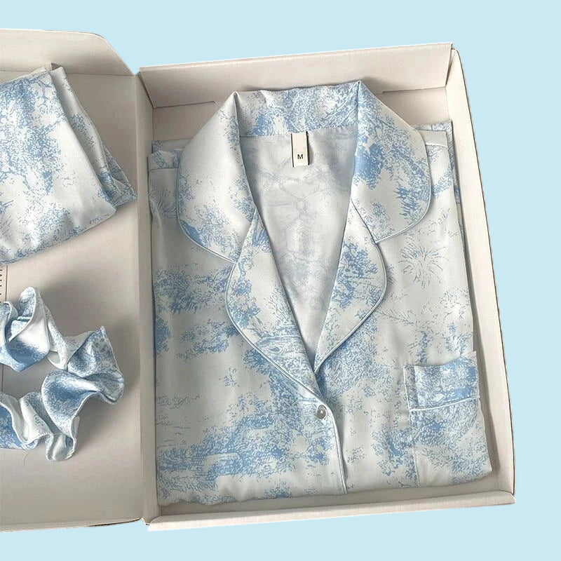 ELEGANCE | Ethereal Print Ice-Silk Lounge Set
