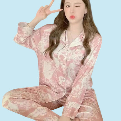 ELEGANCE | Ethereal Print Ice-Silk Lounge Set