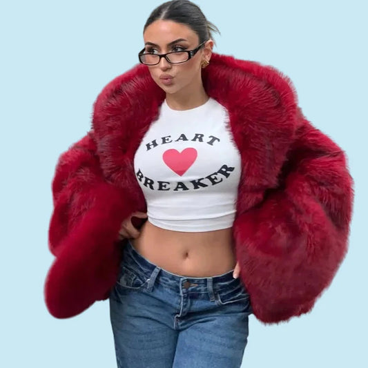 ELEGANCE | Rouge Plush Bomber Jacket