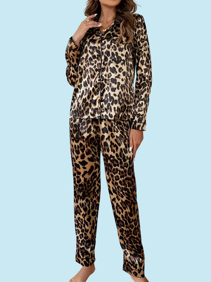 ELEGANCE | Leopard Luxe Satin Pajama Set