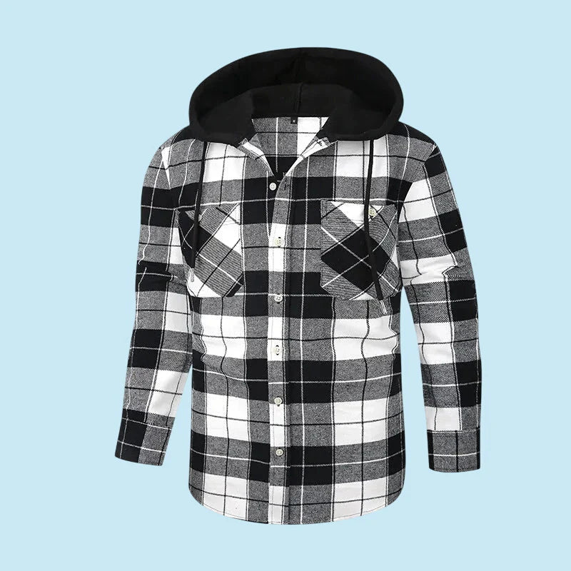 ELEGANCE | Hooded Flannel Overshirt In Signature Plaid